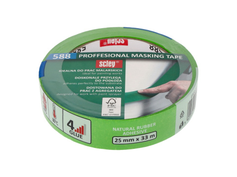 Taśma malarska 25 mm x 33 m, Scley seria 588 Taśma maskująca Taśma malarska 25 mm x 33 m, Scley seria 588 Taśma maskująca